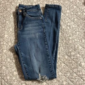 Girls Distressed Blue Jeans